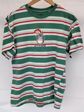 Studio Ghibli My Neighbor Totoro Embroidered Striped Tee Shirt Large